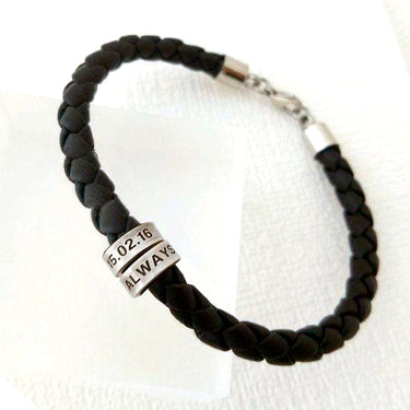 Pulsera sencilla con 2 aros de plata y argollas grabado